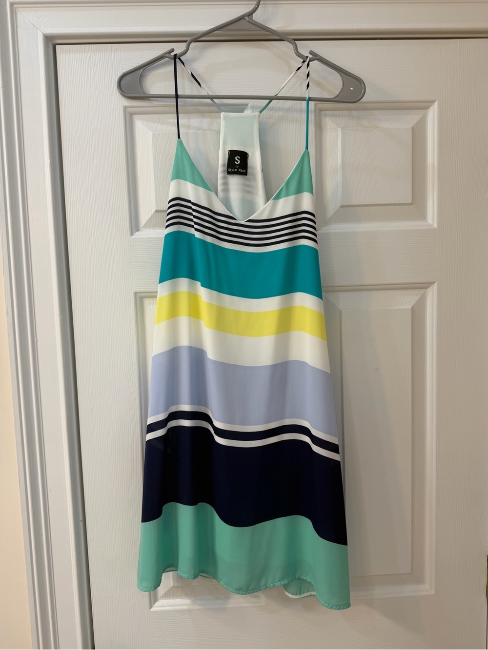 Style Rack Striped Slip Dress in Navy, Teal, White